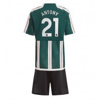 Camiseta Manchester United Antony #21 Visitante Equipación para niños 2023-24 manga corta (+ pantalones cortos)